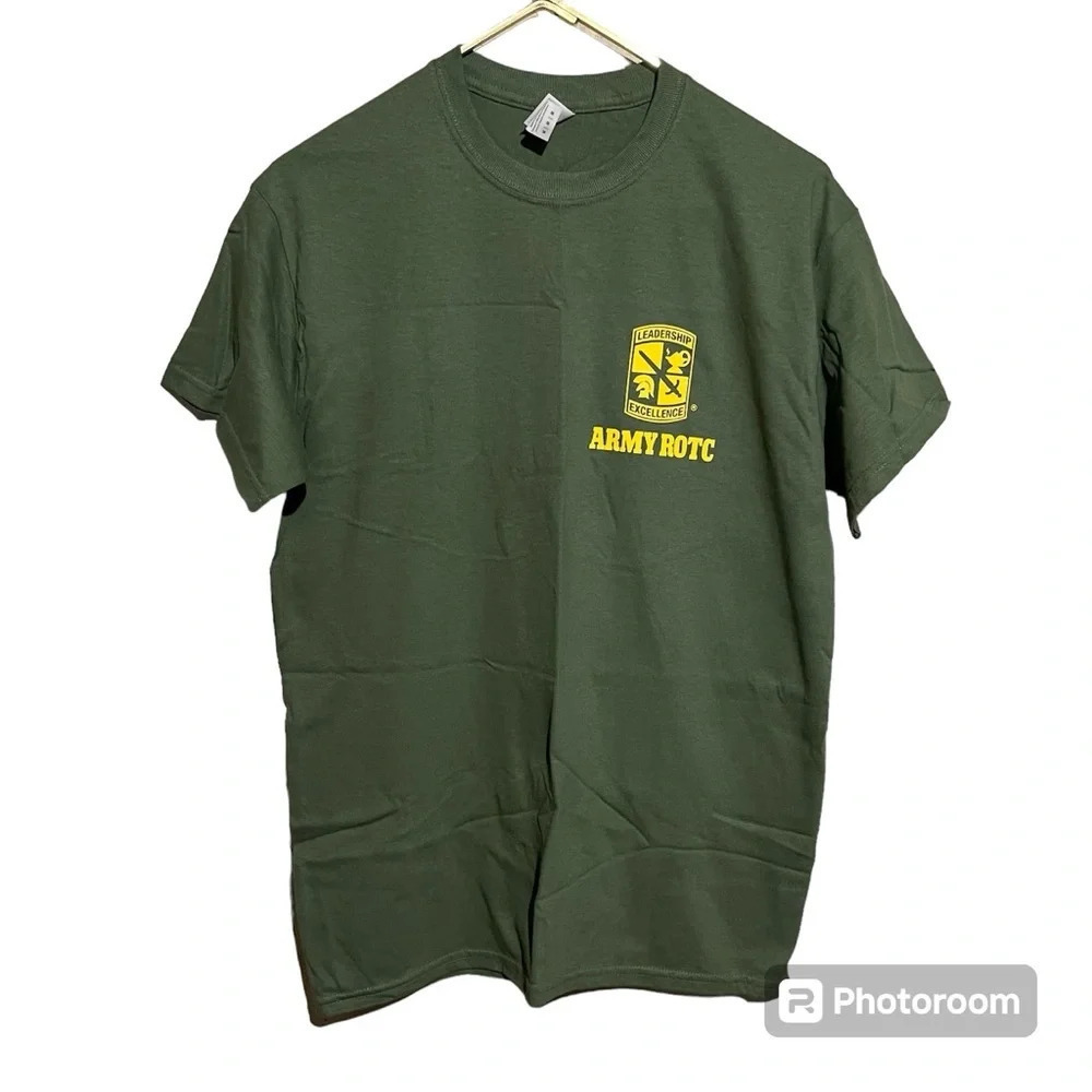 Army Rotc Men Leadership Excellence Crest Logo Green T-Shirt Size Small New